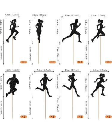 24 Pack Running Cupcake Toppers Black Glitter Sports Fitness Cupcake Picks for Running Theme Boys Girl Kids Birthday Party Cupcake Decorations Supplies - Buy Online on GoSupps.com