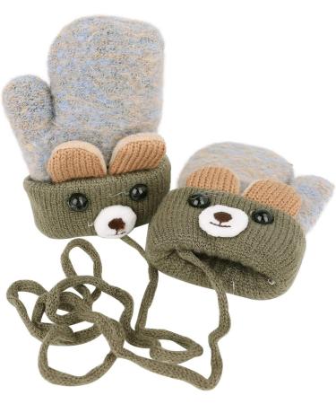 Buy Cute Cartoon Winter Mittens for Kids | Warm Knitted Gloves for 1-5 Years Old - Gray - International Shipping - Buy Online on GoSupps.com