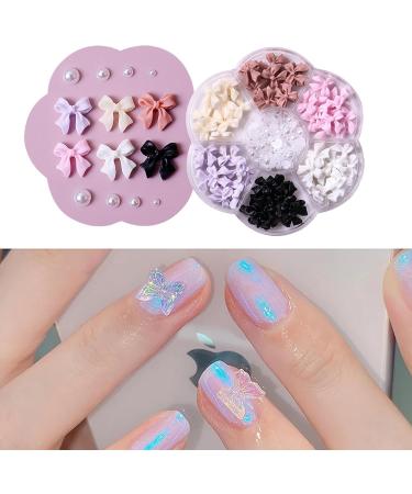 Bow Nail Charms with 7 Grids Nail Art Charms Colorful Nail Charms and Gems Decorative Bow Charms for Nails Art DIY Manicure Craft Decoration Nail Tips - Buy Online on GoSupps.com