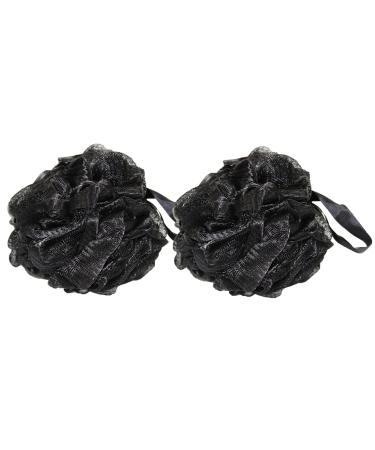 Bodylife Home Body Buffer Puff Exfoliating Bath & Shower Body Pouf Scrunchie Body Scrubber Black 60g Twin Pack