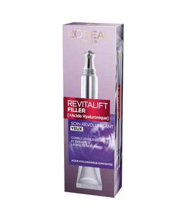 L'Oréal Paris - Revolumizing Eye Contour Treatment - Revolutionary Double Applicator Tip - Visible Anti-Aging Results - Concentrated in Pure Hyaluronic Acid - Revitalift Filler - 15 ml