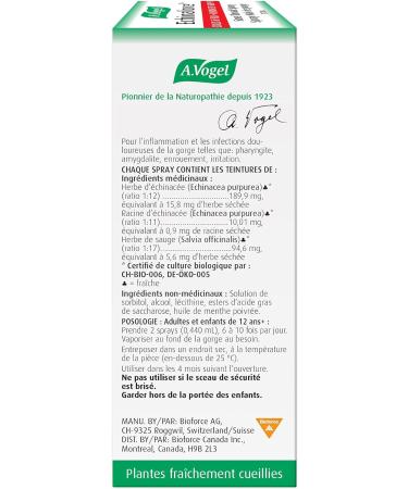 A.Vogel Echinaforce Sore Throat Spray Fast Acting Relief | Antibacterial | Clinically Proven | Fast-Acting Treatment for Pharyngitis Tonsillitis Soreness and Hoarseness | Organically Grown Echinacea Purpurea Herb Tincture | Vegan and Cruelty-Free | 30mL - Buy Online on GoSupps.com