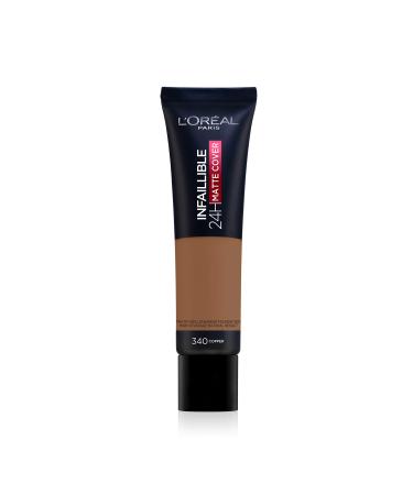L'Oreal Paris L'Or al Paris Infallible 24H Matte Cover 340 Copper/Copper Long-lasting liquid makeup high coverage water and smudge resistant