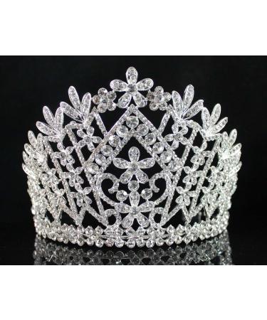 Daisy Clear Austrian Crystal Rhinestone Tiara Crown Bridal Prom Pageant T1861 Silver