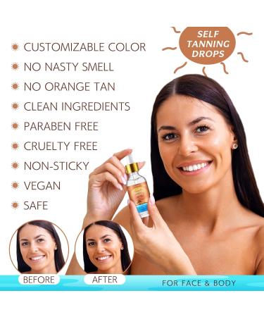  QUANHAO Natural self-tanning face drops 60ml magic body drops fast effect intense tan suitable for all skin types - Buy Online on GoSupps.com
