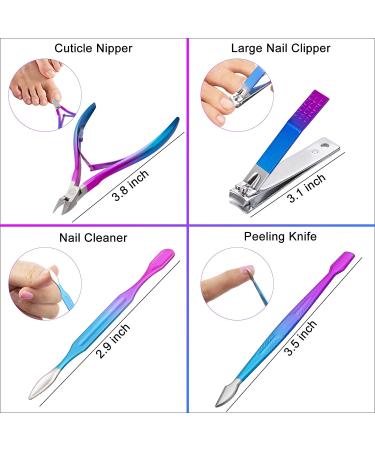 CGEB Manicure Set - Professional Nail Care Tools Kit for Men and Women | 12Pcs Grooming Set with Travel Case - Colorful - Buy Online on GoSupps.com