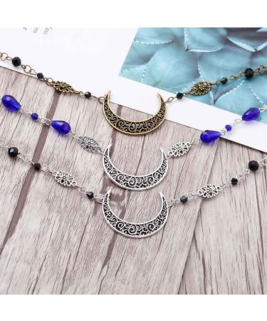 Yalice Boho Crescent Moon Head Chain | Vintage Crystal Hair Accessory for Women and Girls | Bronze-1 - Buy Online on GoSupps.com