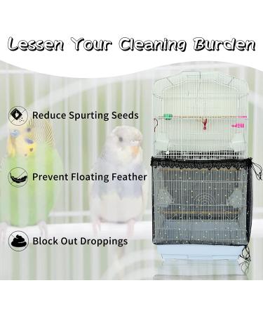 Adjustable Bird Cage Seed Catcher - Black Nylon Mesh with Twinkle Moon Star - 78.7 x 15.7 Inch - For Parrot Parakeet Cages - Buy Online on GoSupps.com