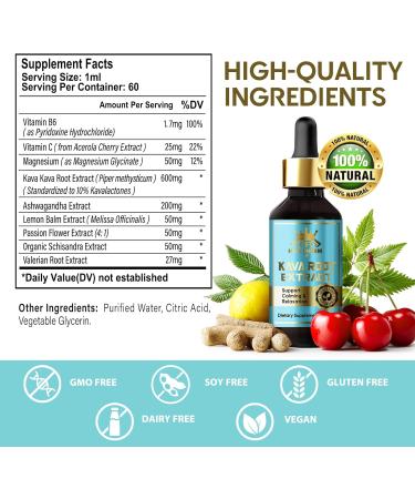 Kava Kava Drops | Premium Herbal Supplement with Passionflower & Valerian Root | Vegan Non-GMO Gluten Free(2.0 Fl Oz) 2 Fl Oz (Pack of 1) - Buy Online on GoSupps.com