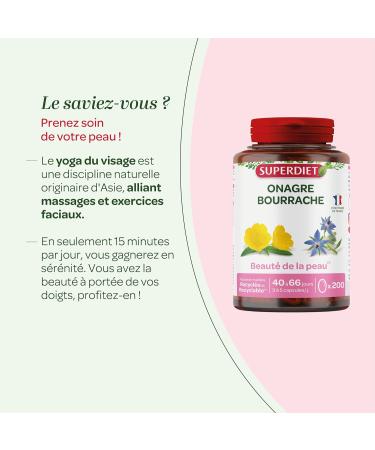 SUPERDIET Evening primrose oil Skin beauty Herbal medicine Packaged in France 200 capsules - Buy Online on GoSupps.com