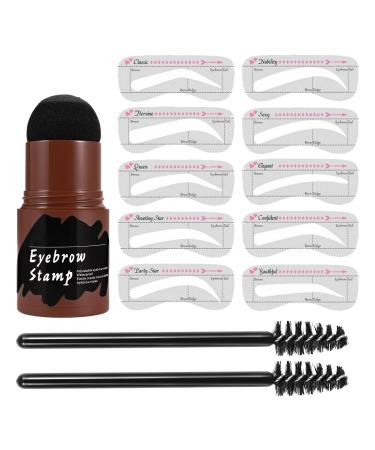 Eye Brows Stencil & Stamp Kit - Eyebrow Stencils For Older Women | 10PCS Brow Card with Brow Powder & 2pcs Brushes | Perfect Eye Brow Stencil Kits for Important Occasion Home Outdoor Beginners Black