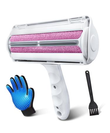 Ourtop 2.0 Animal hair remover lint roller pink lint brush for dog hair cat hair reusable lint bush for pet hair effective for furniture bed linen couch and more