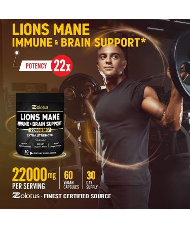 Lions Mane Mushroom Complex Capsules 22000mg with Cordeyceps, Reishi & Elderberry - Focus, Memory & Brain Support - Immune & Energy Supplement - 60 Count - Buy Online on GoSupps.com