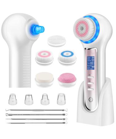 Facial Cleansing Brush Rechargeable,Blackhead Remover Vacuum Tool,IPX7 Waterproof 3 in 1 Face Scrubber for Exfoliating, Massaging and Deep Pore Cleansing Pink - Buy Online on GoSupps.com