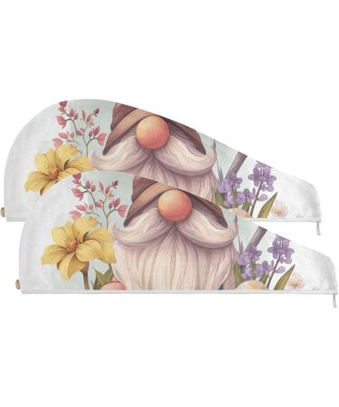 Eggs Floral Dwarf Hair Towel 2 Pack - Super Absorbent Quick Dry Hair Turbans for Women & Girls - Buy Online on GoSupps.com