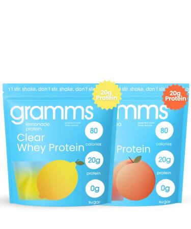 GRAMMS Clear Protein Powder 20G Protein for Women & Men | Grass-Fed Whey Isolate, Zero Sugar, Zero Lactose, Non-Bloating, Non-GMO