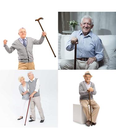 FLYDRUM 36 Inch Wooden Walking Cane - Ergonomic One-Piece Wood Stick for Men and Women - A-Walnut - Buy Online on GoSupps.com