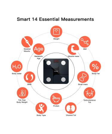 CooAoo Body Fat Scale - Smart Weight Scale for Body Fat Composition Monitor - Accurate Digital Bathroom Scale with Health Analyzer App for Body Weight, Fat, Water, BMI, BMR - 400 lbs Capacity - Black - Buy Online on GoSupps.com