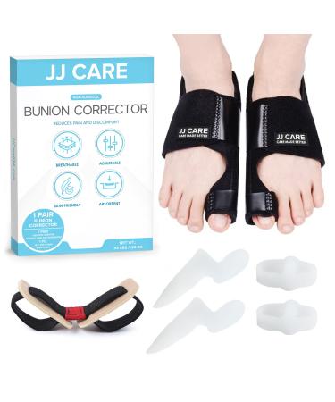 JJ CARE Adjustable Bunion Corrector for Men - Bunion Corrector For Women Big Toe - Big Toe Splint & Toe Hallux Valgus Corrector - Bunion Splint Toe Separator - Bunion Crank Cushion & Strap Stretcher