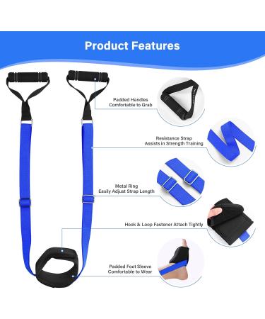 HOOMTREE Knee Replacement Recovery Aids Knee Trainer Increase Range of Motion Pain Relief Knee Slides for Exercise Speeding Recovery After Knee/Hip Surgery with Padded Handles and Foot Sleeve Blue - Buy Online on GoSupps.com