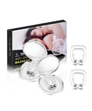 Clipple Silicone Magnetic Anti Snore Transparent Silicone Stop Snoring Device Silicone Nose Clip Tools Professional Relieve Snore Mini Comfortable Sleep Sleeping Aid for Men Women (2 pcs)