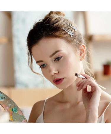 Silver Rhinestone Butterfly Snap Clips - 12 Pieces | Hair Barrettes for Women & Girls | Glitter Jeweled Hair Pins | Wedding Hair Accessories - Buy Online on GoSupps.com