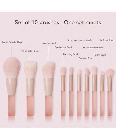 10 Peach Makeup Brushes Set - High-Quality Cosmetic Brush Set for Eyes Nose and Face - Perfect for Shadow Powder and Blush - Buy Online on GoSupps.com