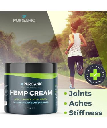 PURGANIC 4oz Natural Hemp Cream | Maximum Strength for Muscle & Joint Relief | Made in USA - Buy Online on GoSupps.com