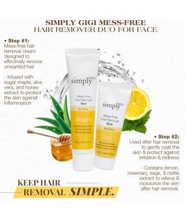 Simply GiGi Facial Hair Removal Cream & Soothing Balm Duo - Mess-Free, All Skin Types, 2-pc Set - Buy Online on GoSupps.com