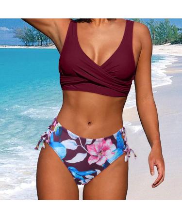 Womens 2 Pieces Adjustable Straps Swim Tops Bikini Set Brazilian Swim Brief Swimming Costume Tummy Control Bathing Suit Solid Color Swimsuit Beach Wear S 4916-mgkdg-purple-d - Buy Online on GoSupps.com
