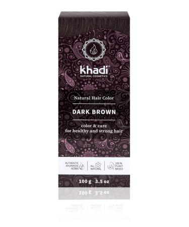 khadi DARK BROWN Natural Hair Color  Plant based hair dye for deep  dark to strong black-brown  100% herbal  natural & vegan  PPD & chemical free  natural cosmetic for healthy hair 3.5oz Dark Brown 3.5 Ounce (Pack of 1)