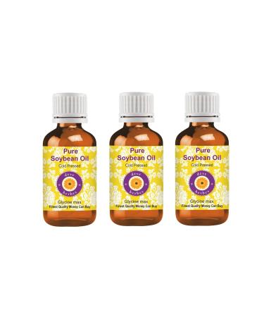 Dev Herbes Pure Soybean Oil (Glycin Max) natural therapeutic quality cold -pressed (Pack of Three) 100ml x 3 (10 oz) 100 ml (3 -pack)