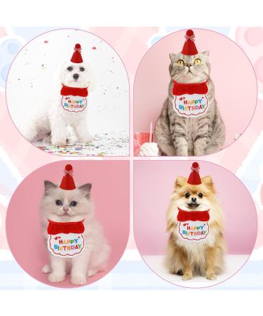 Amaxiu Small Dog Cat Birthday Hat Scarf Set Cute Pet Birthday Bandana Party Supplies Puppy Happy Birthday Decorations Embroidered Birthday Gift for Girls Boys Kitten Dog (Red) - Buy Online on GoSupps.com