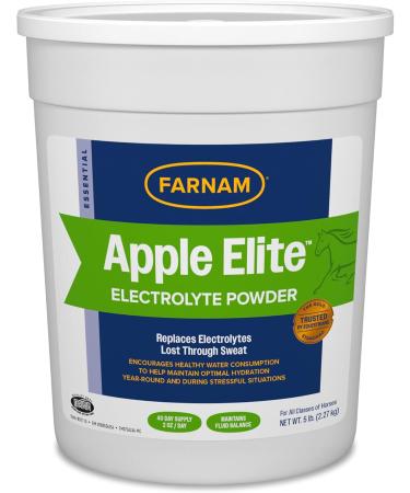 Farnam Apple Elite Horse Electrolyte Powder, Replaces minerals lost in sweat during exercise, extreme weather & stressful conditions, 5 lb., 40 day supply