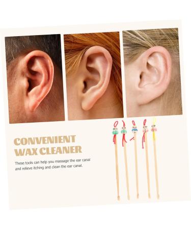 SKISUNO 5pcs Bamboo Ear Cleaning Tool Lovely Doll Head Design Skid-Resistant Safe for Family Use for Gentle Wax Removal Random Colors Included - Buy Online on GoSupps.com