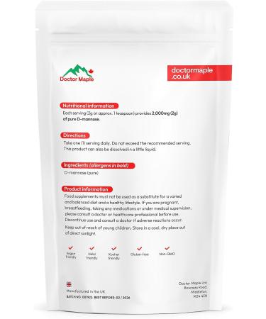 Doctor Maple D-Mannose Powder - 150g | Pure UTI Care & Urinary Tract Health Supplement - Buy Online on GoSupps.com