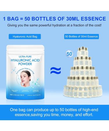 Hyaluronic Acid Powder for Skin & Face Hyaluronic Acid Serum Powder High & Low Molecular Weight Water Soluble DIY Serums for All Skin Types Hydration and Moisture Includes Scoop (3.52Oz/100g) 3.52 Ounce (Pack of 1) - Buy Online on GoSupps.com