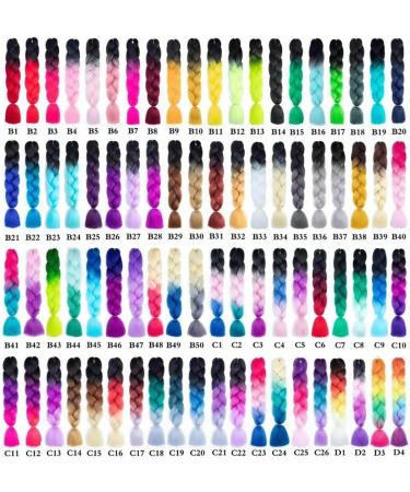 Colorful braided hair 24" Colorful Jumbo Braiding for Girls Children Rainbow Braided Hair Afro Braids Crochet Twists Hair for Party Hair Accessories (Color : C) - Buy Online on GoSupps.com