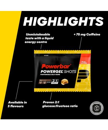 Powerbar PowerGel Shots Cola 24x60g | C2MAX Carbohydrate Gums with 75mg Caffeine - Buy Online on GoSupps.com