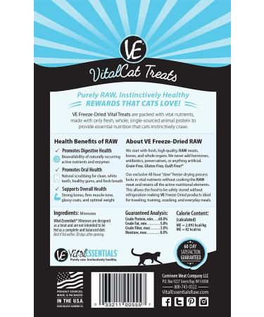 Vital Essentials Freeze-Dried Minnows Treats for Cats - 0.5 oz | Healthy Cat Snacks - Buy Online on GoSupps.com