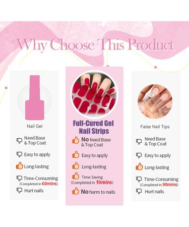 Gel Nail Strips Gel Nail Stickers 20 Stickers Gel Nail Wraps Soft Self Upgrade Full-Cured Gel Nail Strips Adhesive Gel Nail Stickers Salon Lasting for 15 Days Gel Nail Strips No Need UV/LED Lamp (Red) - Buy Online on GoSupps.com