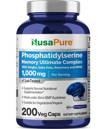NusaPure Phosphatidylserine Memory Ultimate Complex 1000 mg - Biloba - 200 Vegetarian Caps - Buy Online on GoSupps.com