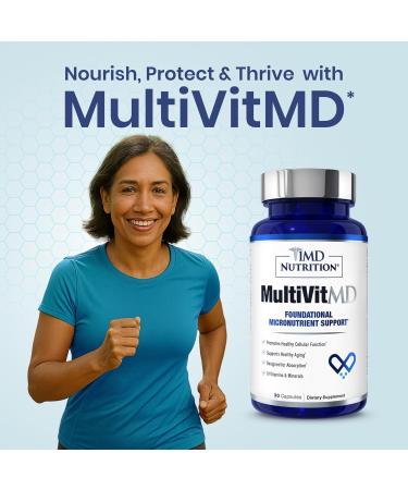 1MD Nutrition MultiVitMD Daily Multivitamin 19 Essential Vitamins & Minerals for Adults Over 55 | Supports Healthy Aging, Heart, Brain, Bone, & Immune Health | Designed for Absorption | 30 Capsules - Buy Online on GoSupps.com
