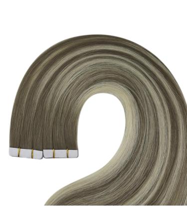 Youngsee Ombre Real Hair Tape Extensions - 40cm Light Ash Brown to Blonde - 5pcs 10g Virgin Skin Weft - Buy Online on GoSupps.com