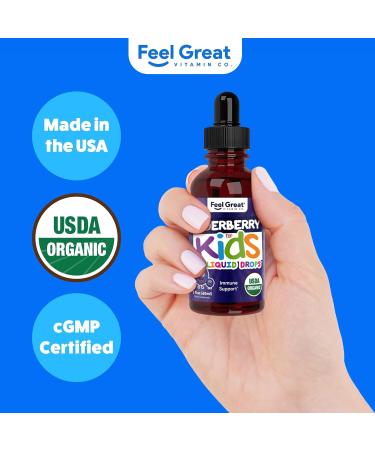 Elderberry for Kids Liquid Drops with Vitamin C & Zinc - 2oz - Children and Toddler Immune Support Supplement USDA Organic Sambucus Elderberry Extract Ages 1-13 Years - Made in USA - 2 fl oz Kids Elderberry Immune Support -  - Buy Online on GoSupps.com