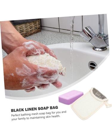 PLAFOPE 2pcs Black Linen Soap Bag Soap Mesh Pouch Bar Soap Pouch Drawstring Soap Bag Soap Mesh Holder Flax - Buy Online on GoSupps.com