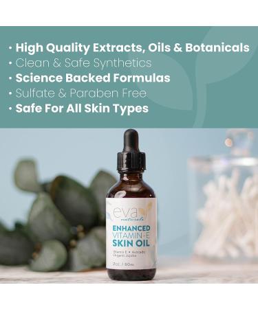 Vitamin E Skin Oil with Avocado & Jojoba - 2 Oz - Scars, Stretch Marks & Dark Spots Treatment - Hair and Face Serum by Eva Naturals - Buy Online on GoSupps.com