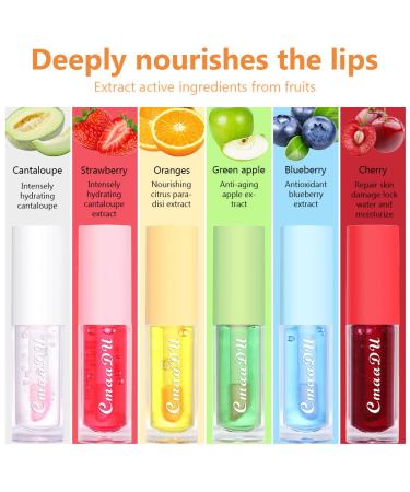 Fruity Color Changing Lip Gloss Set - Pink Magic Mood Lip Oil Tinted High-Shine Clear Lip Stain Balm - Longlasting & Hydrating - 6 Pcs - Buy Online on GoSupps.com