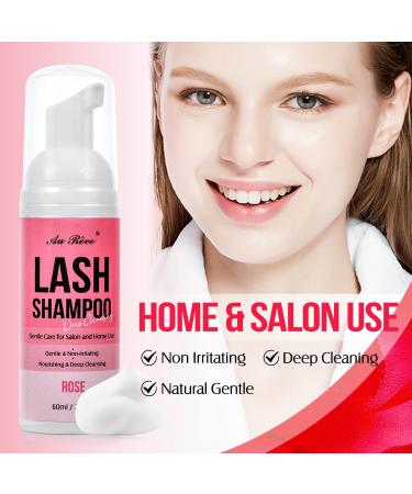 Lash Shampoo for Extensions | Oil-Free Eyelash Cleanser | Gentle Foaming 60ml | Salon & Home Care - Rose Scent - Buy Online on GoSupps.com