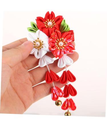 FRCOLOR Japanese Decorative Headwear Flower Hair Clips Hair Clips for Girls Hanfu Hair Pin Wedding Hair Clips Japanese Hair Clips Chinese Hair Clips Metal Kimono Bride The Flowers Red - Buy Online on GoSupps.com